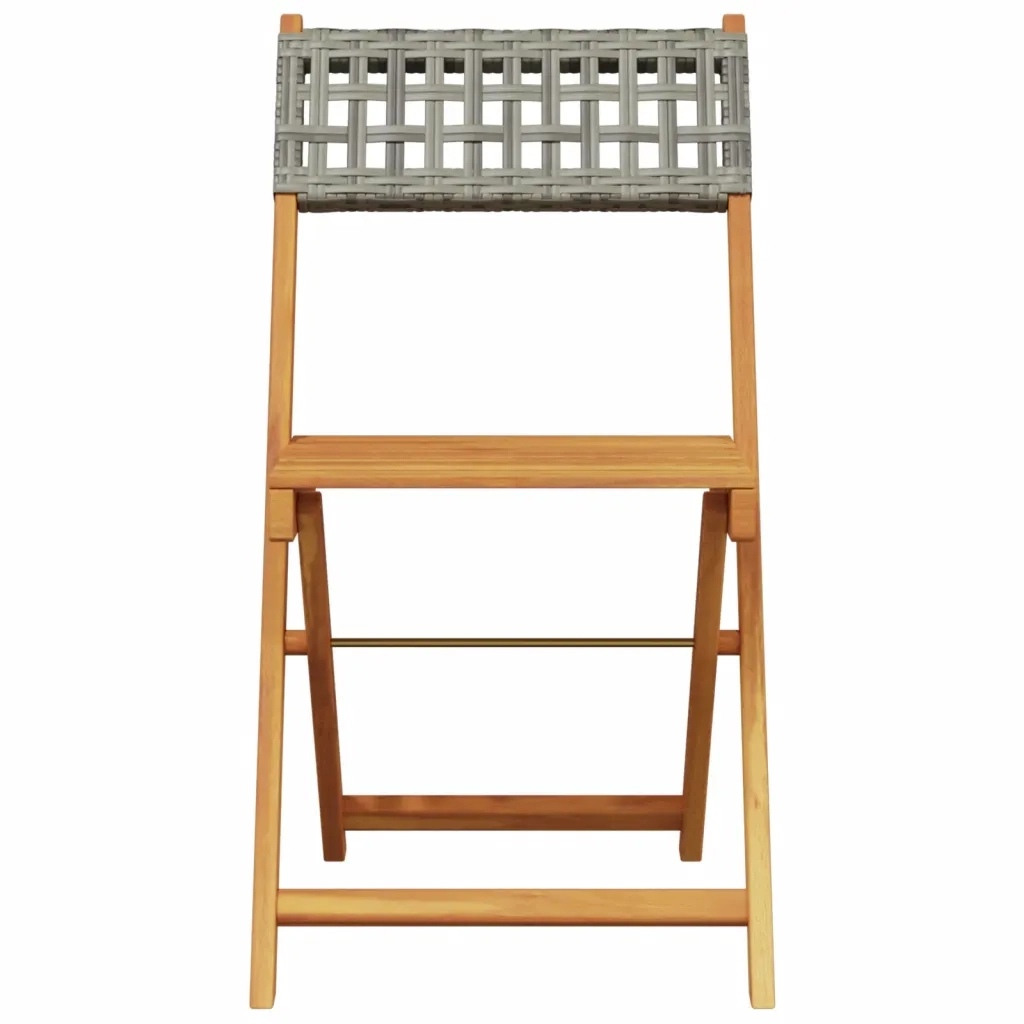 Set da Bistrot 3 pz | Set Salotto da Giardino Grigio in Polyrattan e Legno Massello