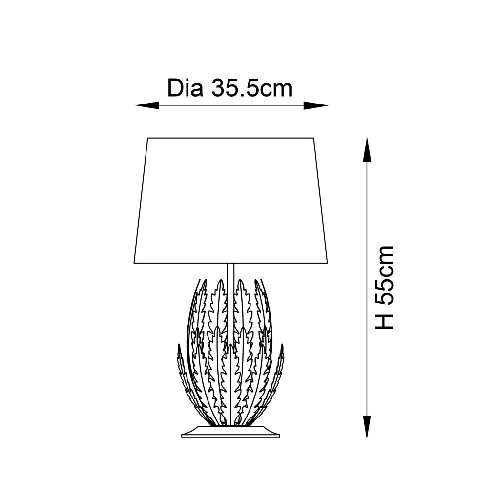 Lampada tavolo Art Déco argento foglie E27 Endon Delphine