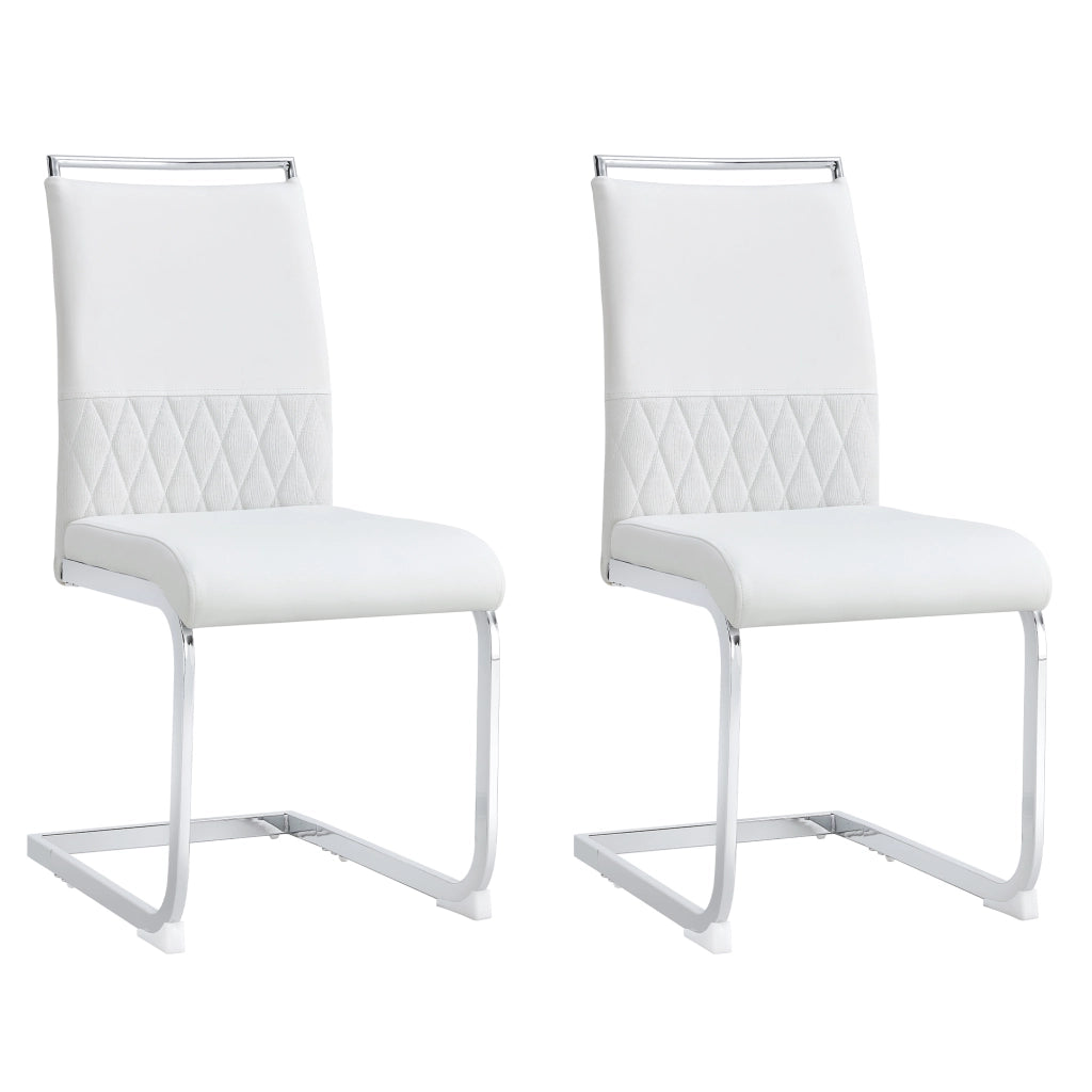 Sedia da Pranzo Sedia Ergonomica Schienale in PU e lino con Pattini di Protezione in Metallo Bianco