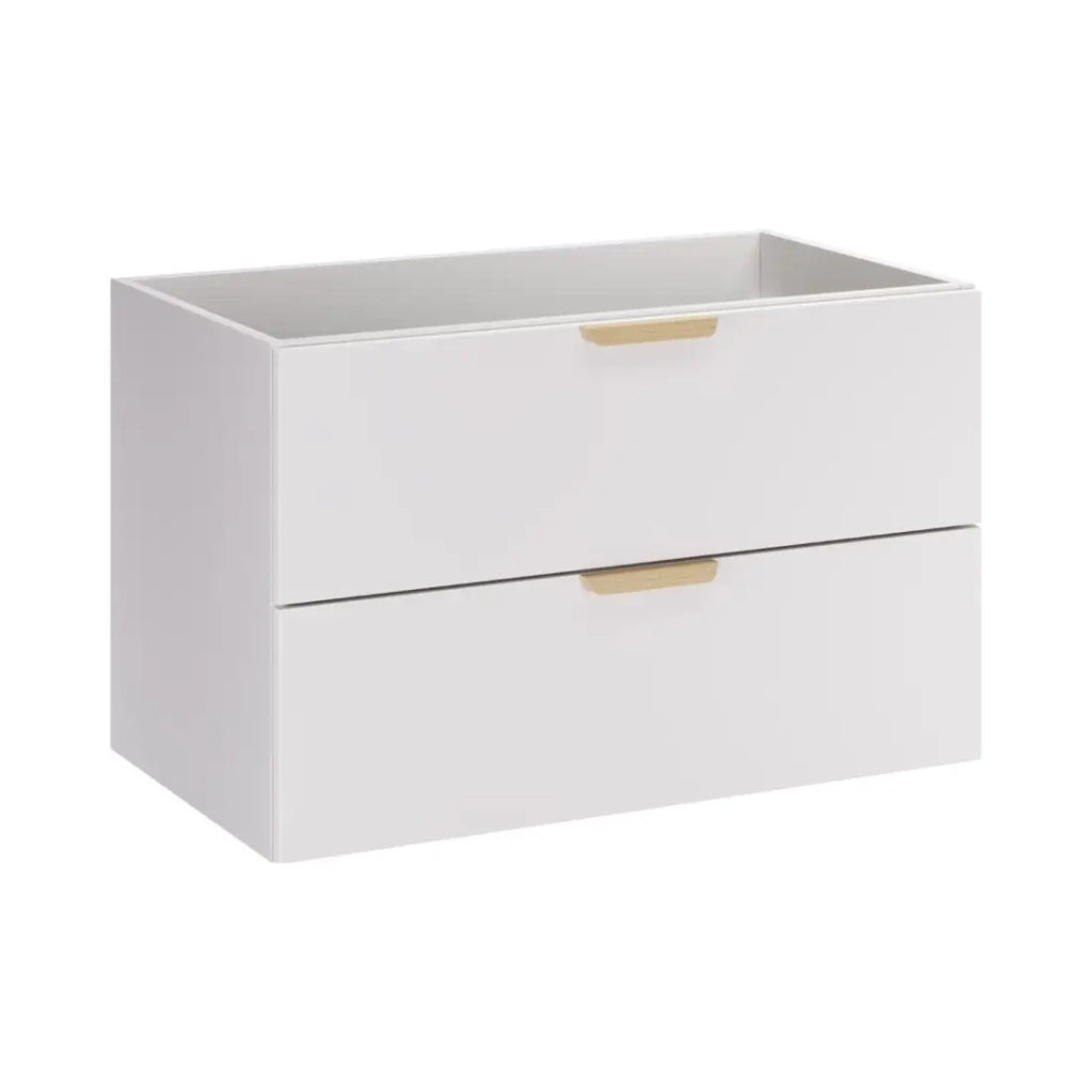 Set da bagno sospeso OSTER 80cm: mobile sotto lavabo con cassetti bianco + lavabo incassato bianco
