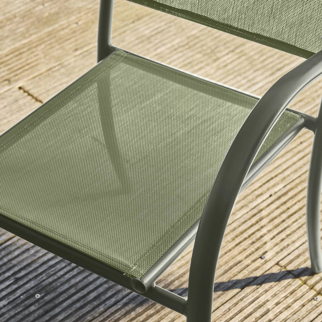 Set 2 sedie da giardino in alluminio e textilene, verde kaki