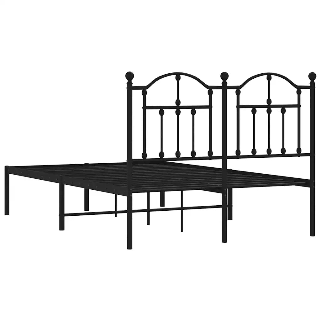 Letto matrimoniale | Letto per adulti | Giroletto con Testiera in Metallo Nero 120x200 cm