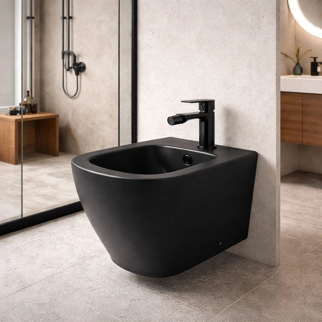 Rubinetto Bidet Nero Monocomando Ottone Design Moderno Aeratore Orientabile 94008