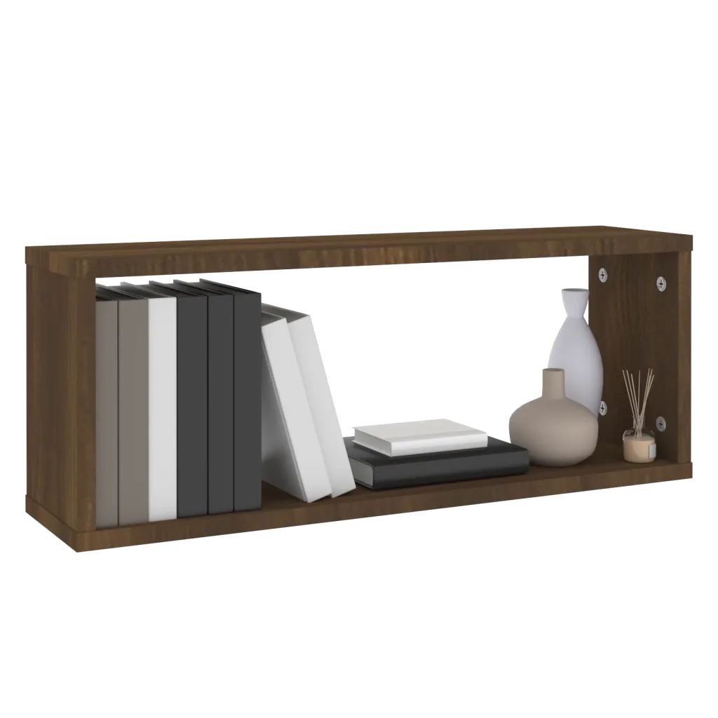 Mensole Cubo Muro 6pz Rovere Marrone 60x15x23 cm in Multistrato 815932