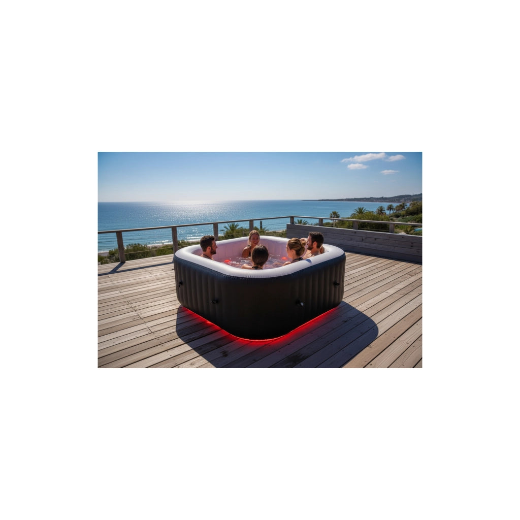 Spa gonfiabile quadrata a 6 posti - Sunspa - Fascia LED inclusa - Dimensioni : 185 x 185 cm