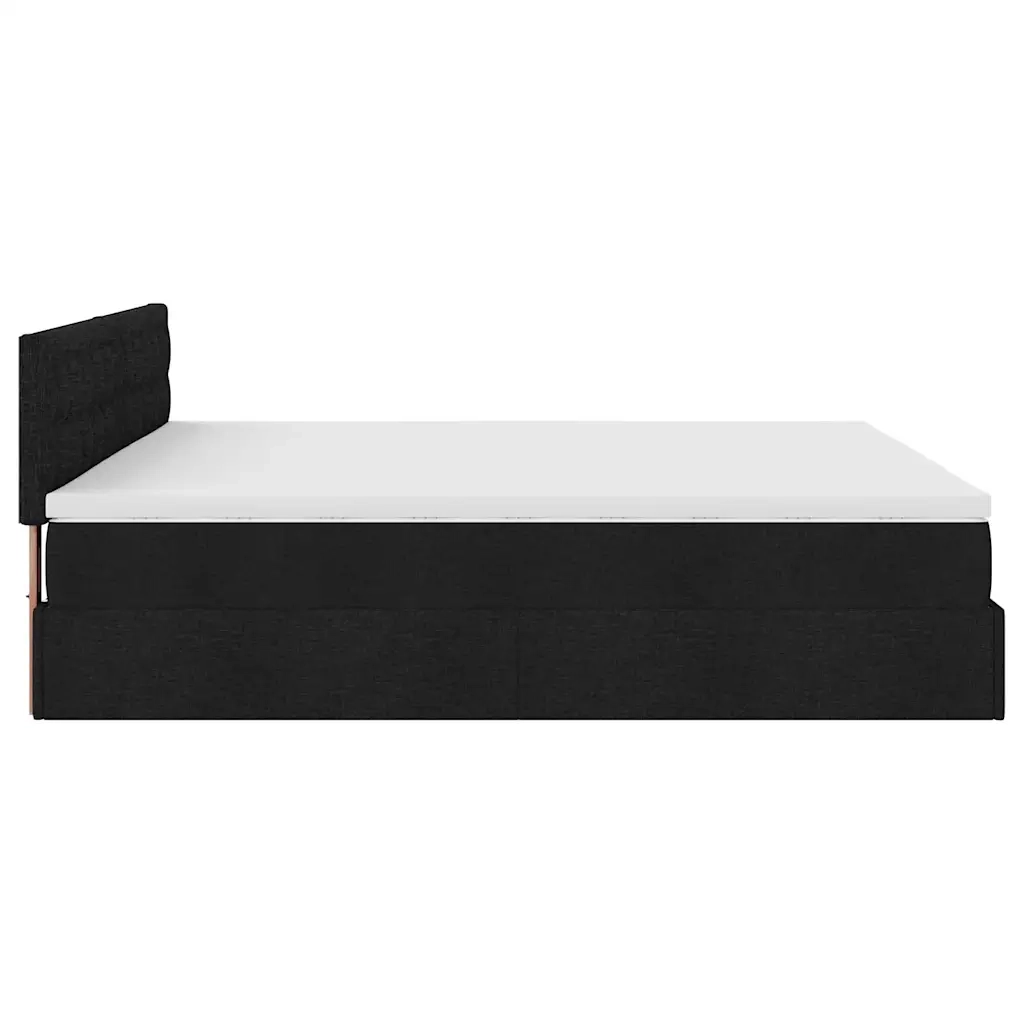 Struttura Letto Pouf con Materasso Nero 160x200 cm in Tessuto 3311638