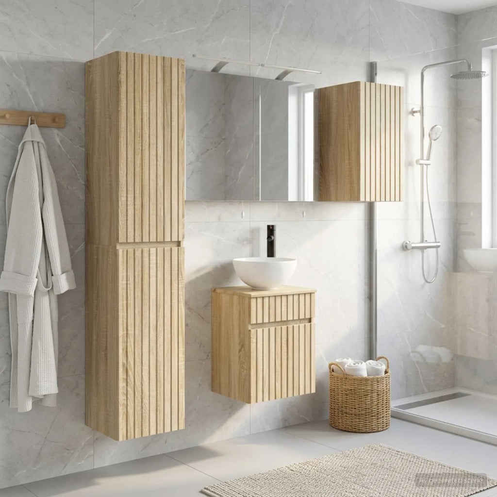 Set di Armadi da Bagno 5 pz Rovere Sonoma Legno ingegnerizzato 3407337
