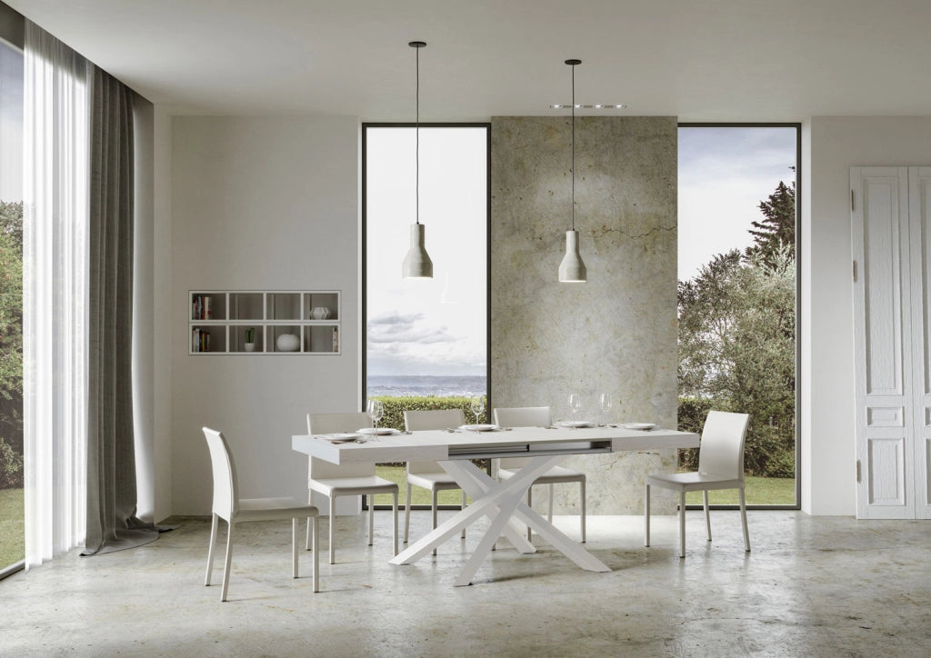 Tavolo allungabile 90x120/224 cm Volta bianco frassino telaio bianco