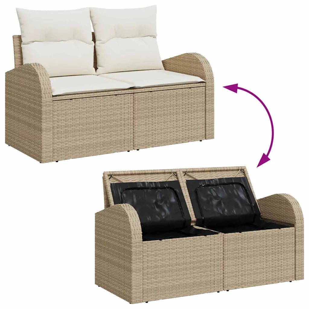 Set Divano da Giardino 5 pcs Beige e Crema polyrattan 3356181