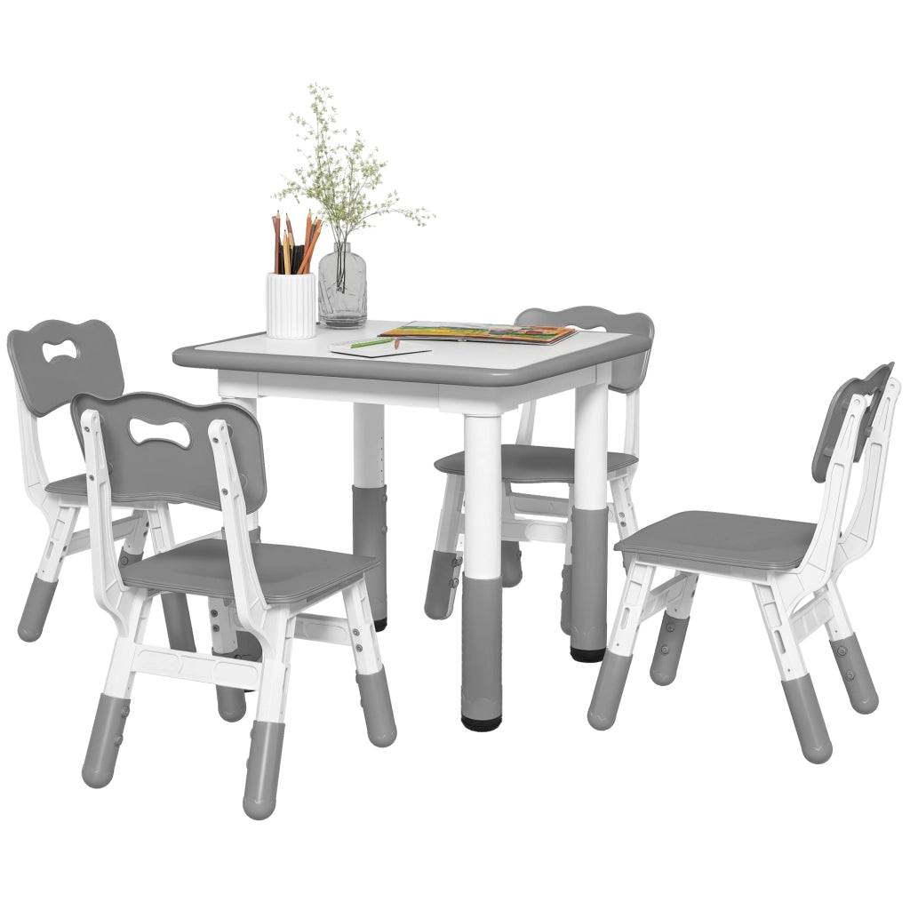Set tavolo e sedie bambini regolabile ¨C Xylo ¨C 5 pezzi grigio