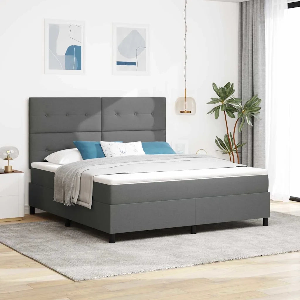 Letto a molle con materasso Grigio scuro 180 x 200 cm Tessuto