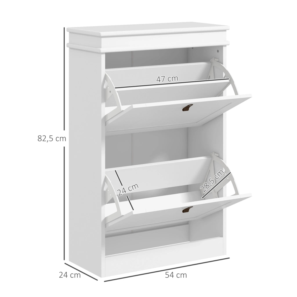 Scarpiera con Ante e Ripiani Aggiustabili ¨C zephmum ¨C Bianco 54x24x82,5 cm