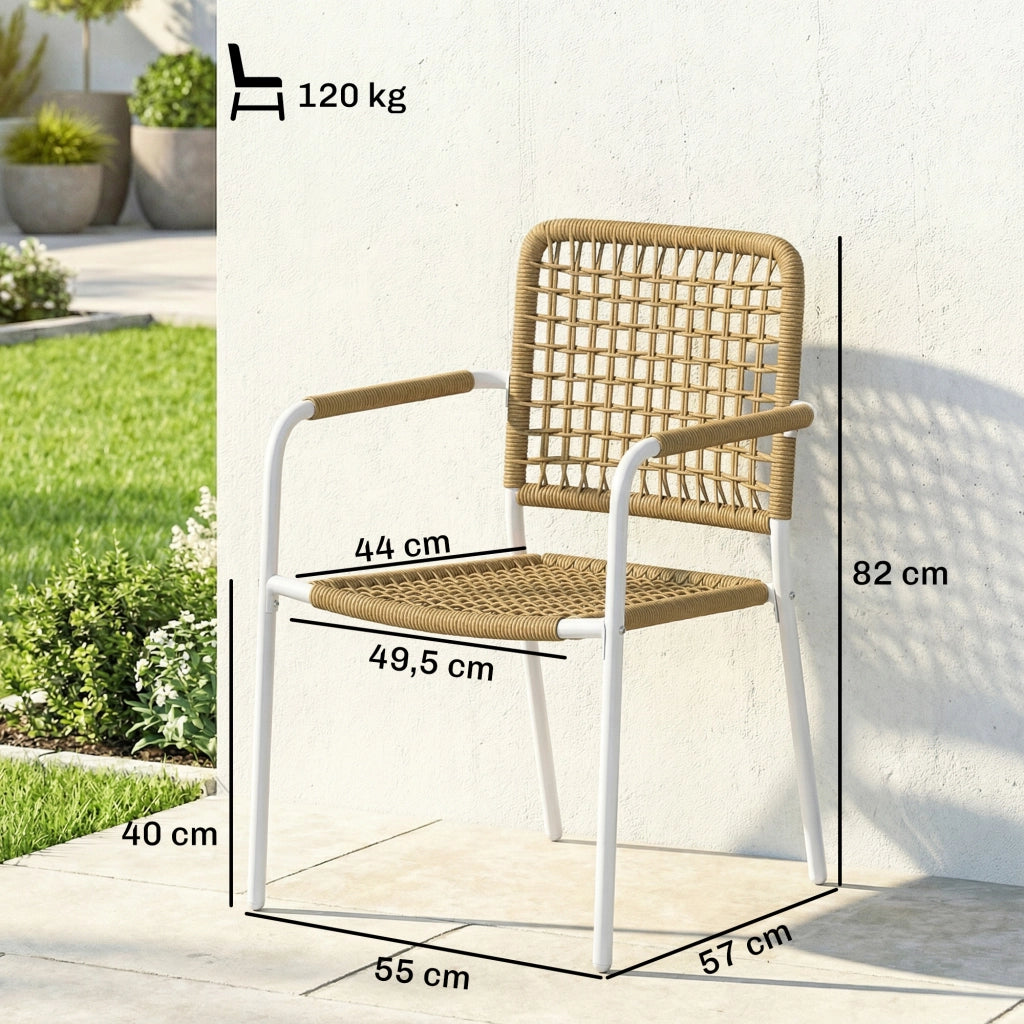 Sedie da Giardino Impilabili in Polyrattan con Braccioli e Schienale ¨C Xylo ¨C Giallo 55x57x82cm Set 2 Pezzi