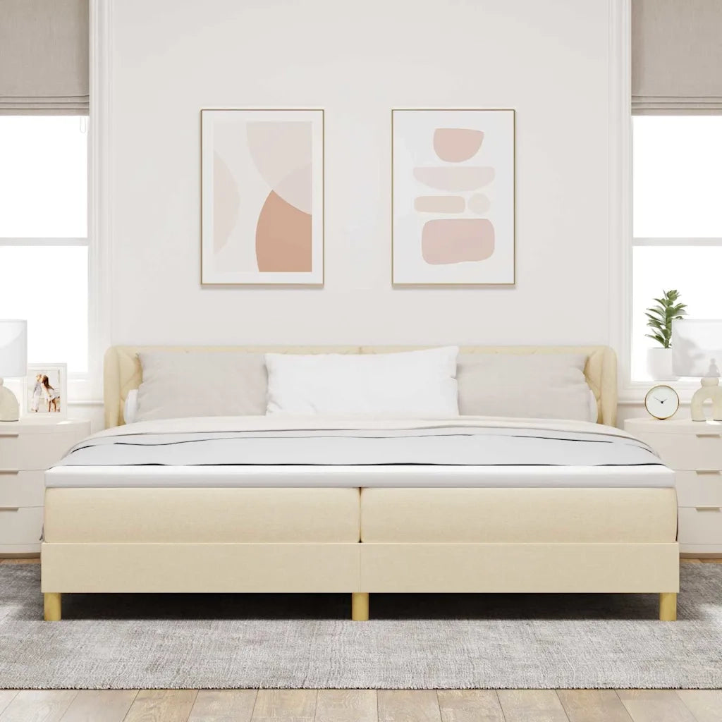 Letto a molle con materasso Crema 200 x 200 cm Tessuto 3340302