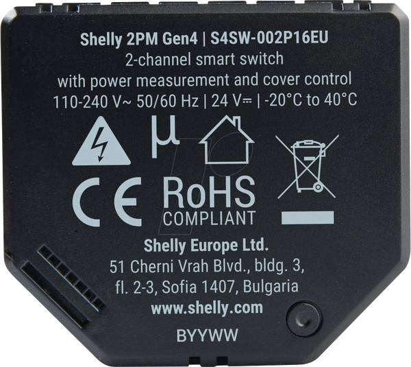 Shelly 2PM Gen4 confezione da 2 - interruttore relè con misurazione della potenza 2x 10A (WiFi, Bluetooth, Zigbee, Matter)