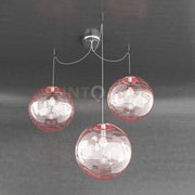 MOON SOSPENSIONE 3 LUCI D.30 CM. VETRO ROSSO 1117-S3-30-RO