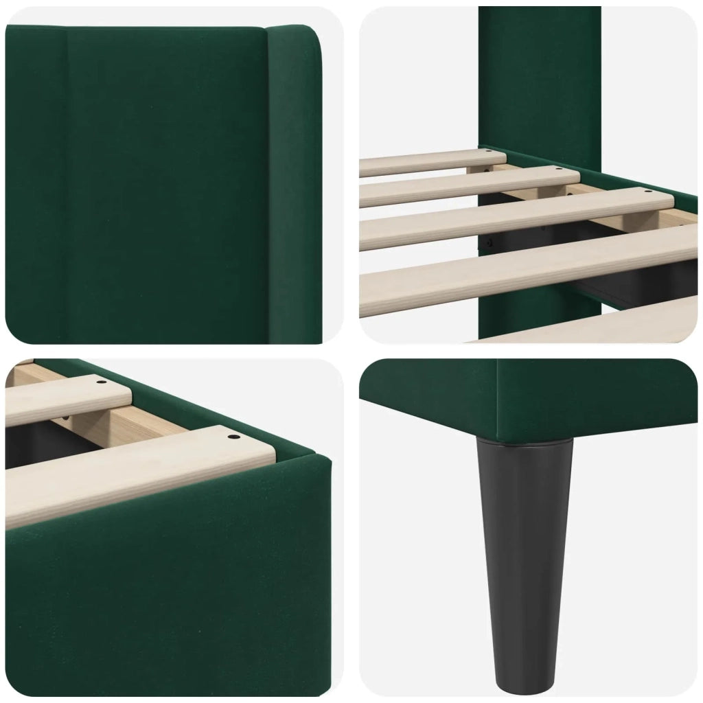 Letto matrimoniale | Letto per adulti | Struttura del letto Verde Scuro 120 x 190 cm Velluto