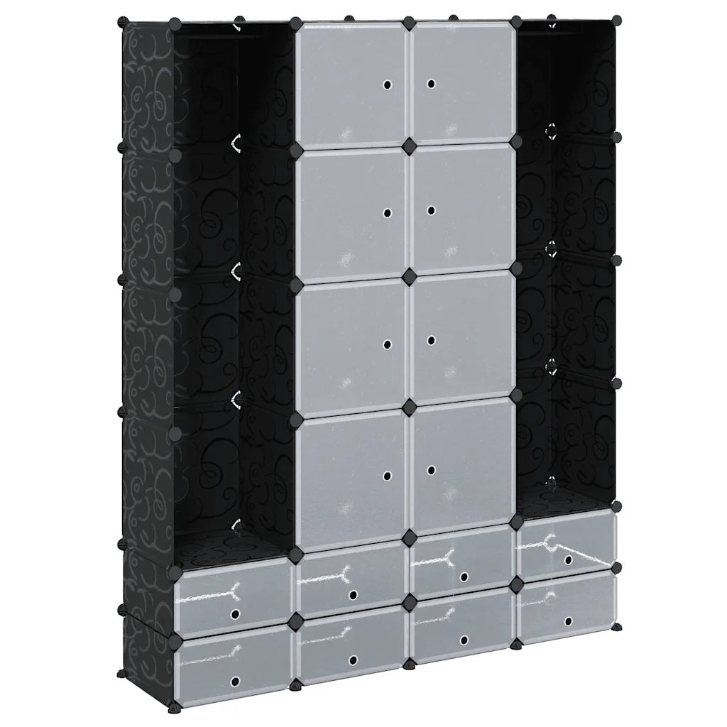 Armadietto Modulare 18 Scomparti Nero e Bianco 37x146x180,5 cm CFW2398299