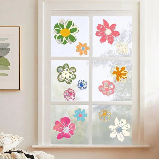 Due madeliefje adesivi in vetro, decorativi 3D, decorazioni per finestre con prisma arcobaleno, adesivi decorativi resistenti allo shock, 45 x 30 cm
