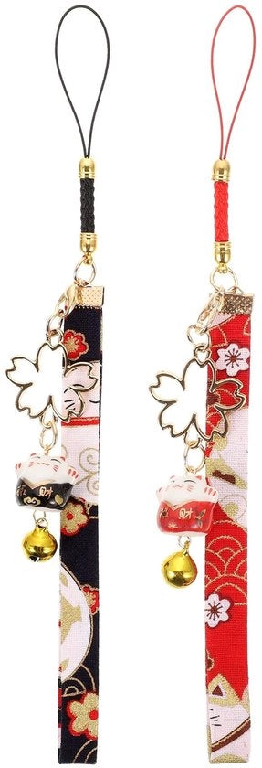Cinturino per Telefono 2-in-1 - Charme Maneki Neko - Raccordo Decorativo - Supporto per Telefono - Accessorio Leggero - Facile da Installare - Avviso per Telefono