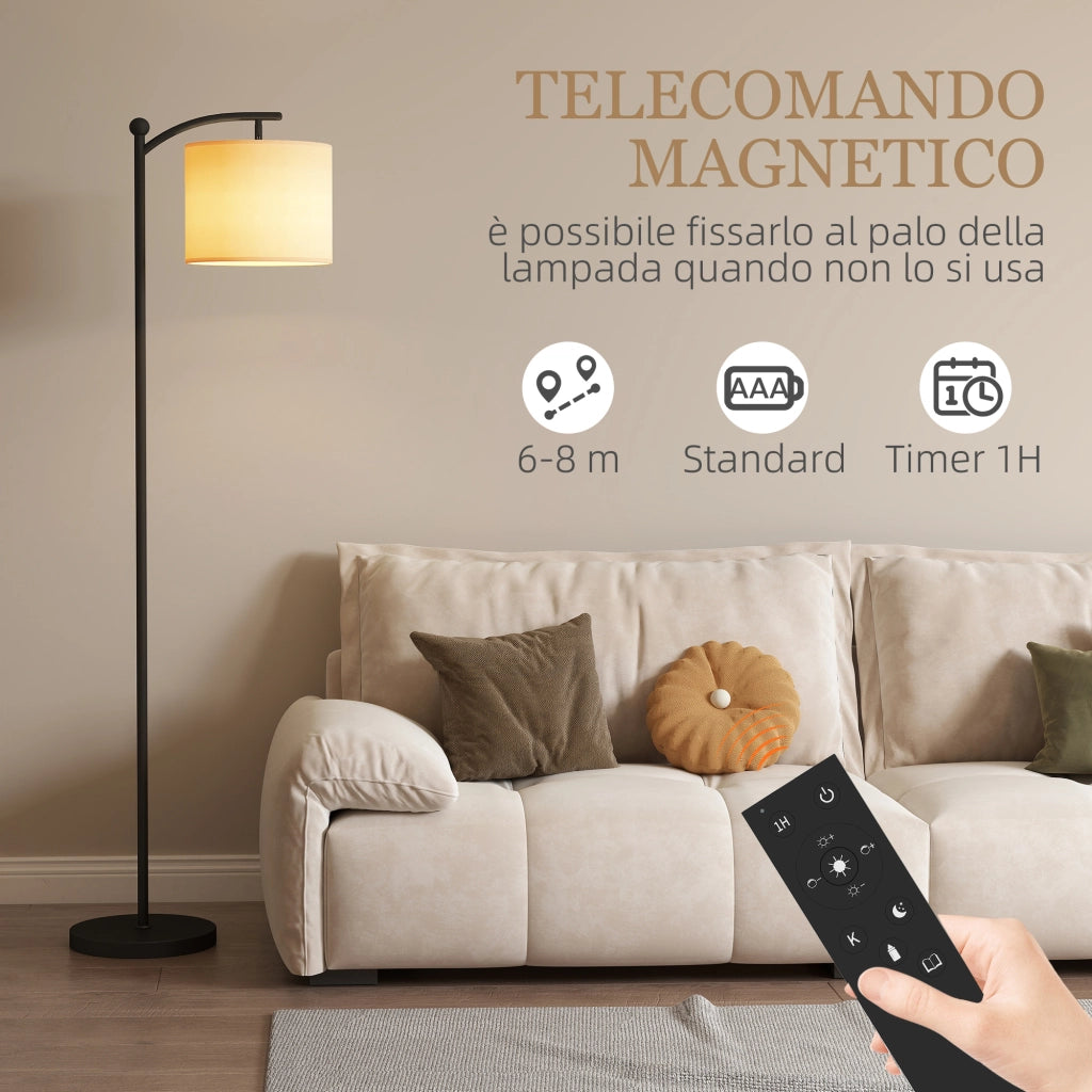 Lampada da Terra LED Dimmerabile con Telecomando, 11 Temperature e 11 Luminosit¨¤, Timer 60 Minuti, Nero