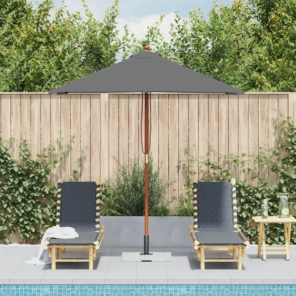 Ombrellone da Esterni-Ombrello da giardino con Palo in Legno 150x200 cm Antracite
