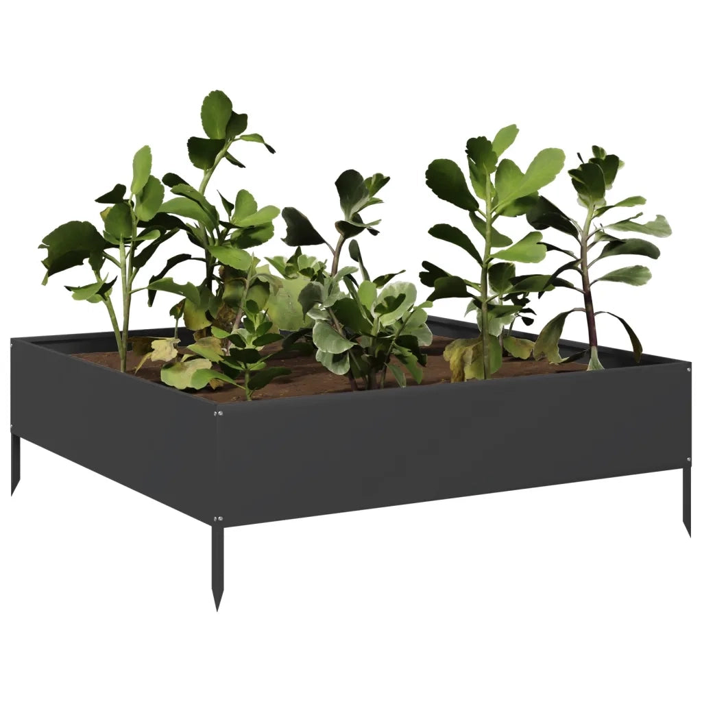 Fioriera Rialzata da Giardino Nera 100x100x33,5 cm in Acciaio 851024