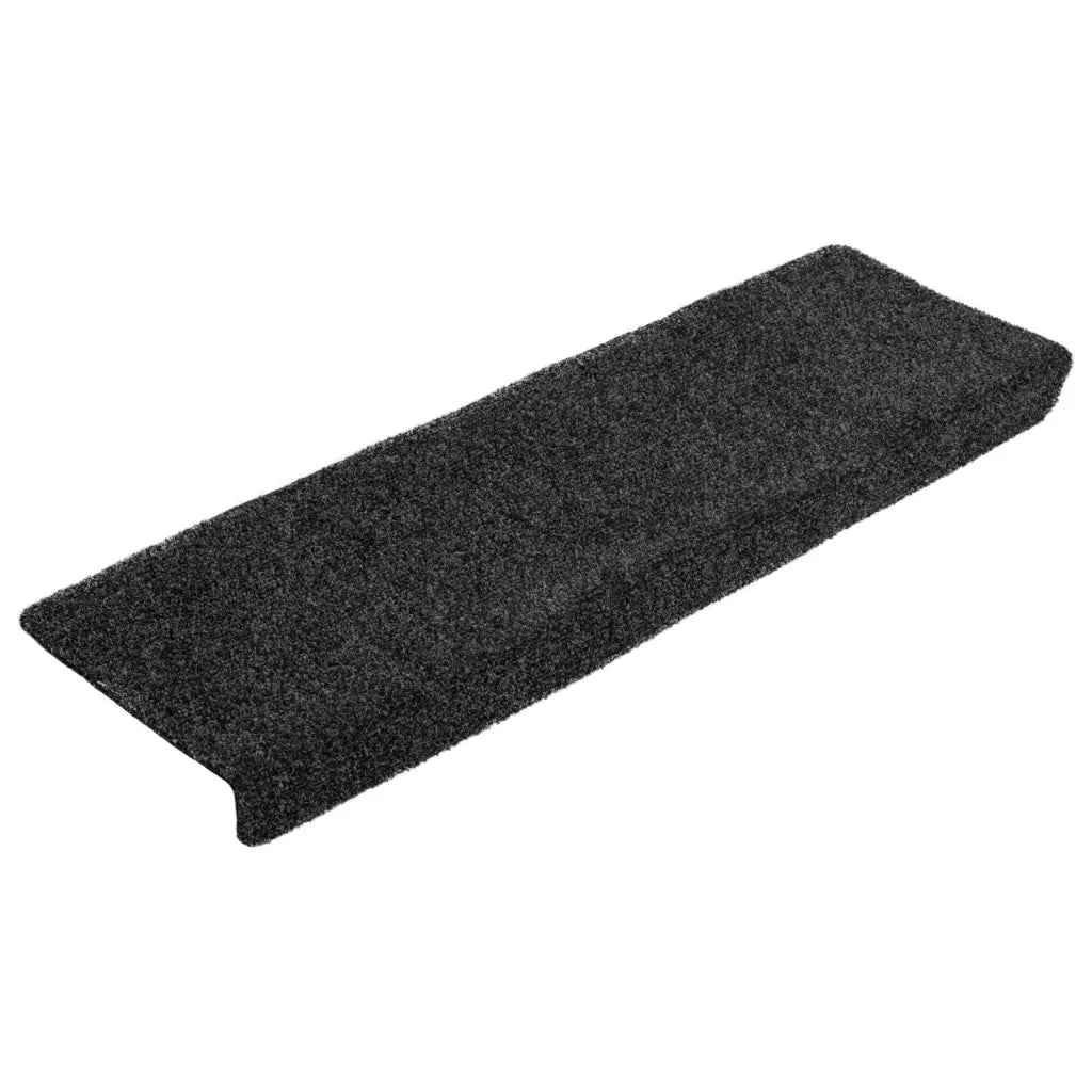 Tappetini per scale autoadesivi 10 pz 65x21x4 cm Grigio Scuro bordo rettangolare 149725
