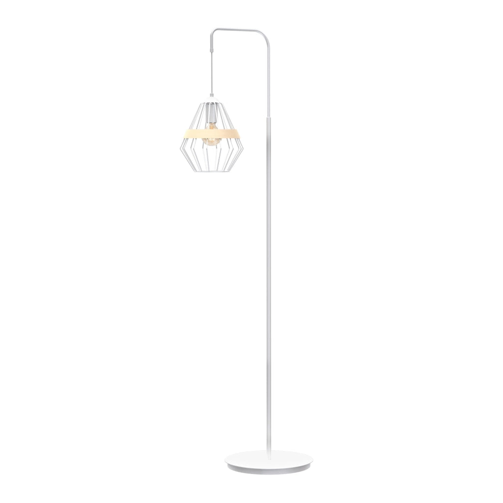 Lampada da terra Cliff bianca/legno E27 60W Milagro