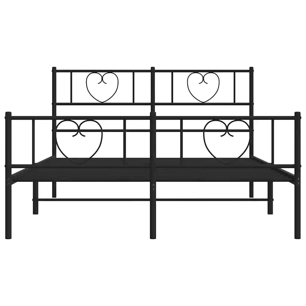 Giroletto con Testiera e Pediera-Struttura Letto Metallo Nero 150x200 cm 620893