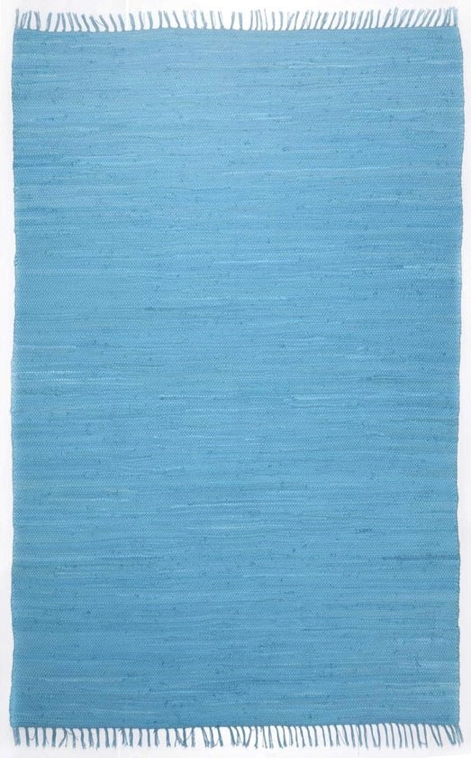 Tappeto di dhurrie - Cotone - Tessuto a mano - 40x60 cm - Blu turquesa