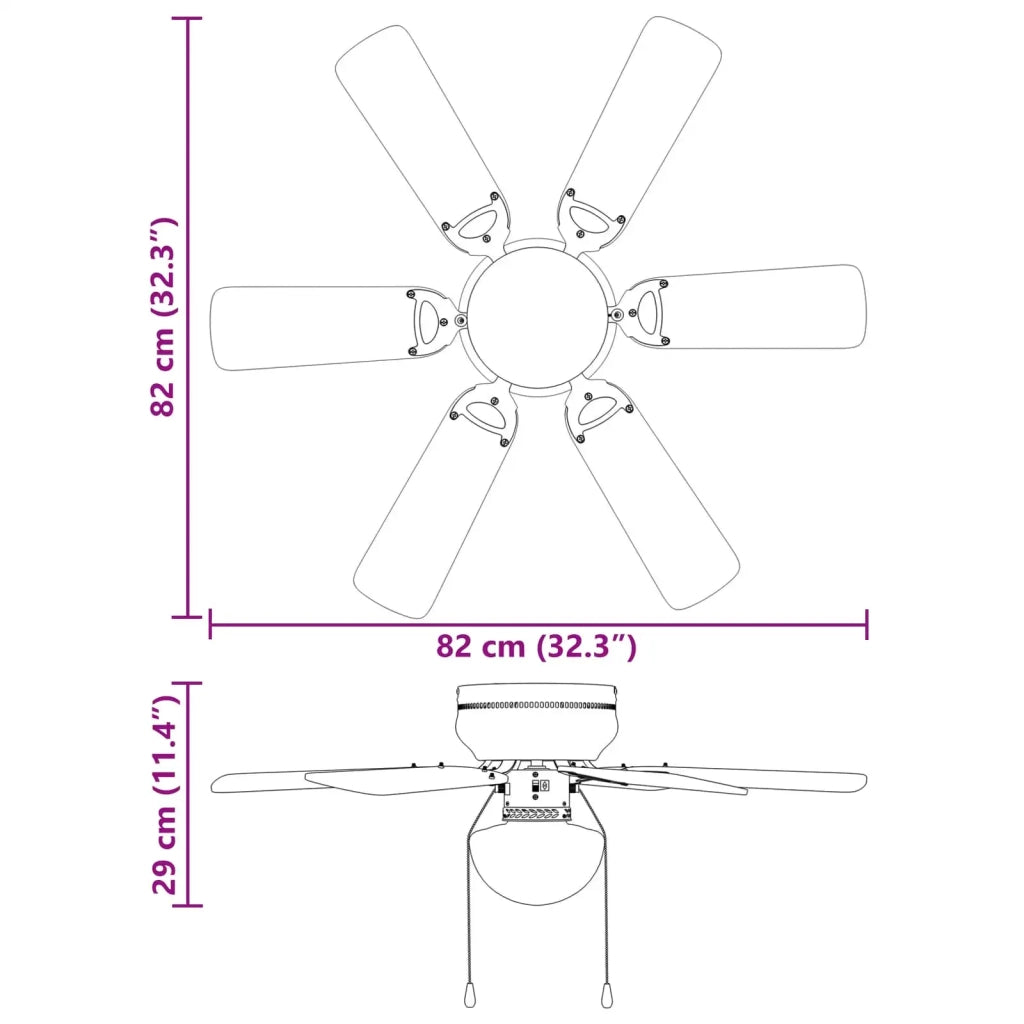 Ventilatore da soffitto con luce Ø 82 cm Bianco 42035660