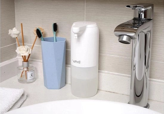 Dispensatore di sapone automatico 300 ml - Sensore touchless - Dispensatore di sapone senza mani - Bianco - Sapone per il viso - Sapone per il bucato