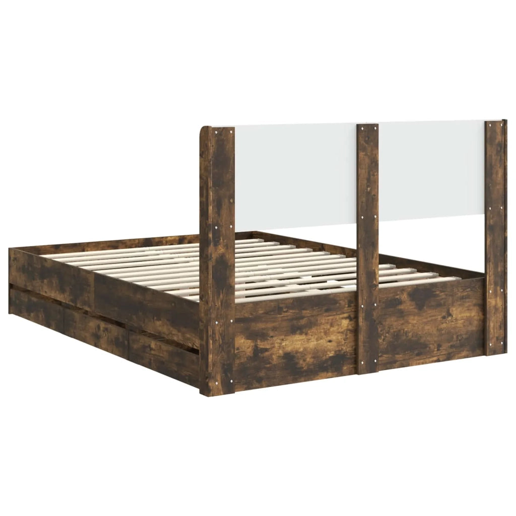 Struttura del letto con stoccaggio e testata Rovere Fumo 3414315