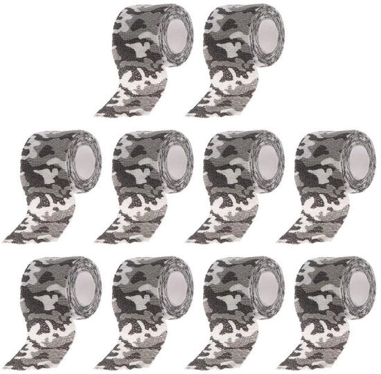 Nastro di camuffamento 10 rotoli - adesivo autoattaccante - elastico - nastro di camuffamento - nastro di avvolgimento - 4,5m x 5cm - adatto per uso all'aperto