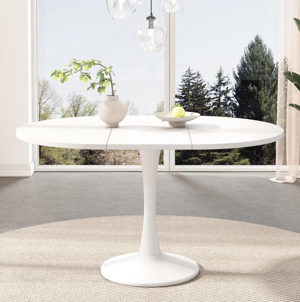 Tavolo da pranzo allungabile ovale; bianco; MDF