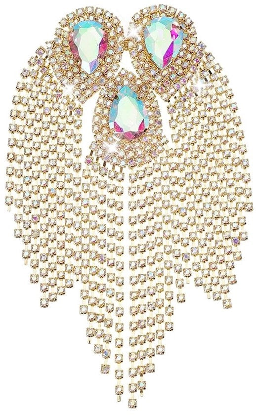 Decorazione a Spalla con Pizzo d'Oro e Strass - Lunghe Setole - Accessorio di Costume - Formato Compatto - Progettazione Elegante - Versatazza per la Spalla