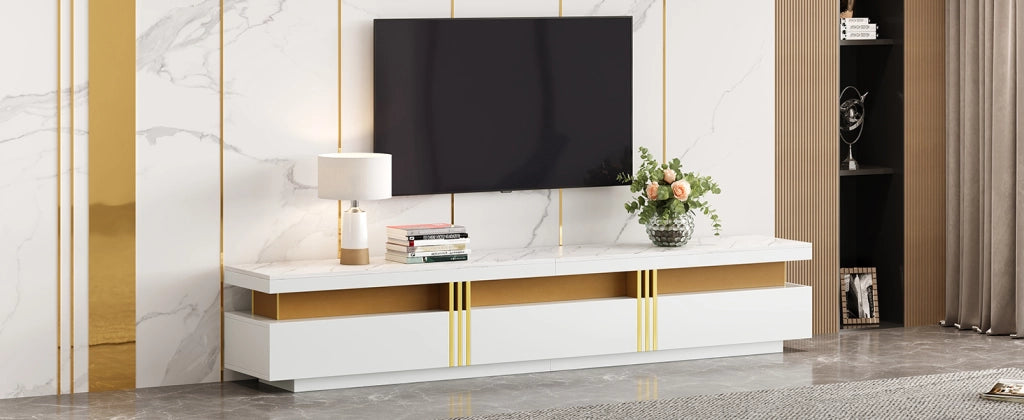Lowboard TV bianco in truciolare lunghezza 200 cm
