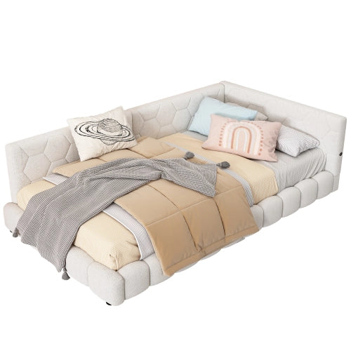 Letto giorno con illuminazione ambientale in velluto 90x200 cm