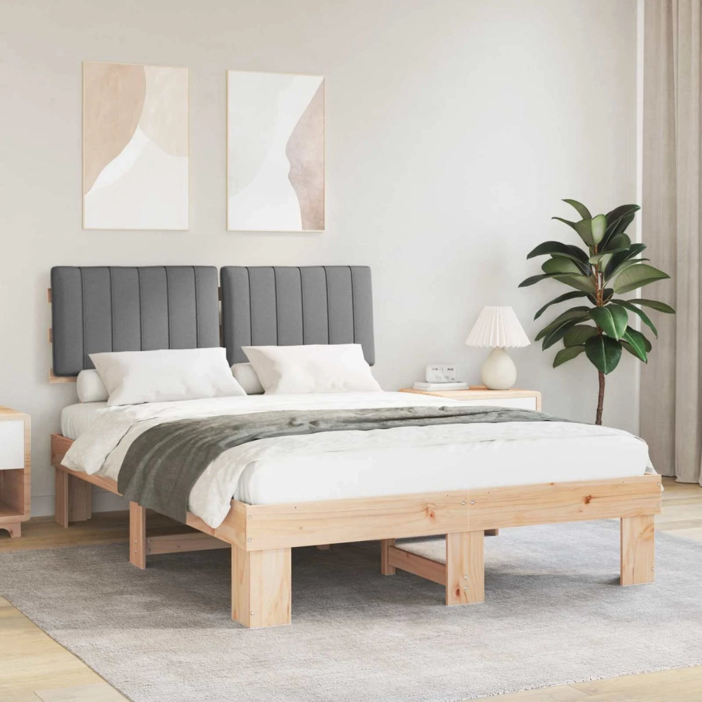Letto matrimoniale | Letto per adulti | Letto con Testiera Rivestita Grigio chiaro 135 x 190 cm