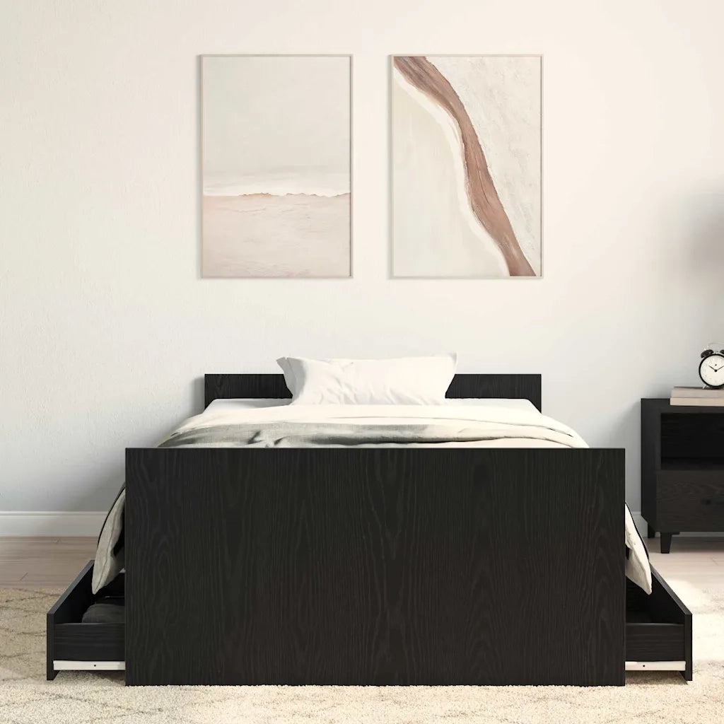 Struttura del letto con cassetto Rovere Nero 203 x 93 x 50 cm 3329327