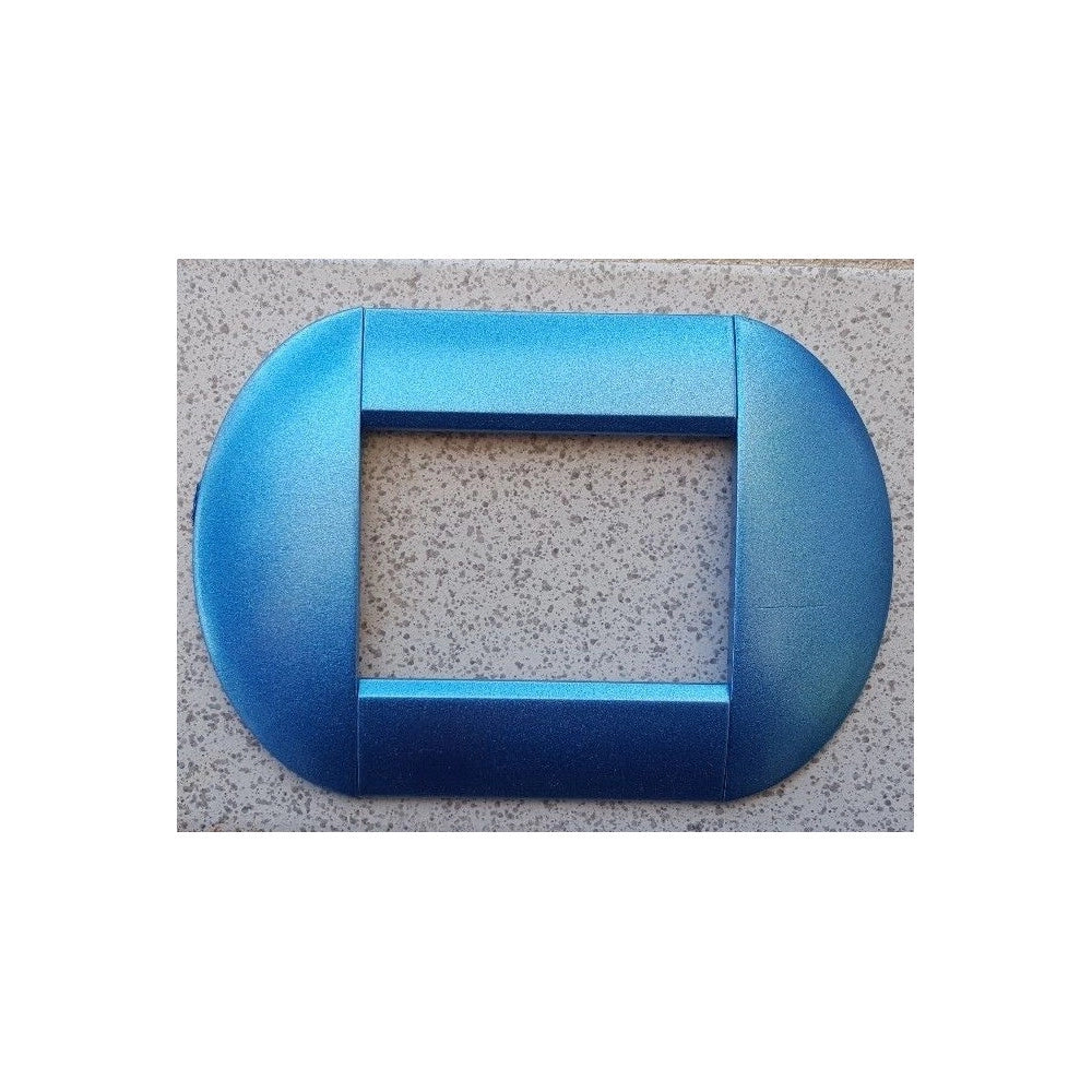 Trade Shop - Placca Placche Placchette Compatibili Living International Light Bombate Bticino - Blu Cielo Metallizzato -7 Fori     -