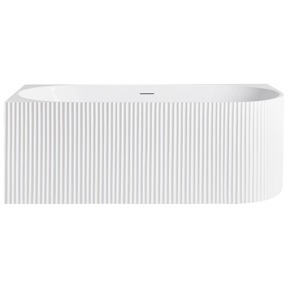 Vasca da bagno angolare destra in acrilico bianco opaco 170 x 80 cm Finitura scanalata Bagno in stile moderno