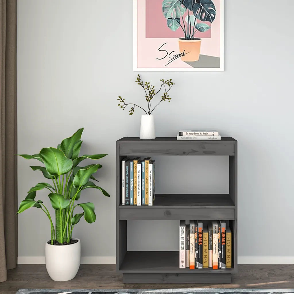 Libreria Grigia 60x35x71 cm in Legno Massello di Pino 810861