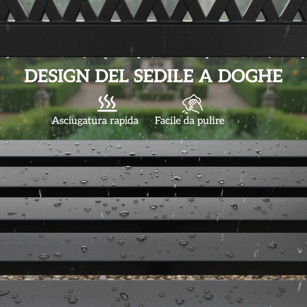Panchina Giardino 2 Posti con Braccioli ¨C zephmum ¨C Metallo Nero 119x50x75 cm