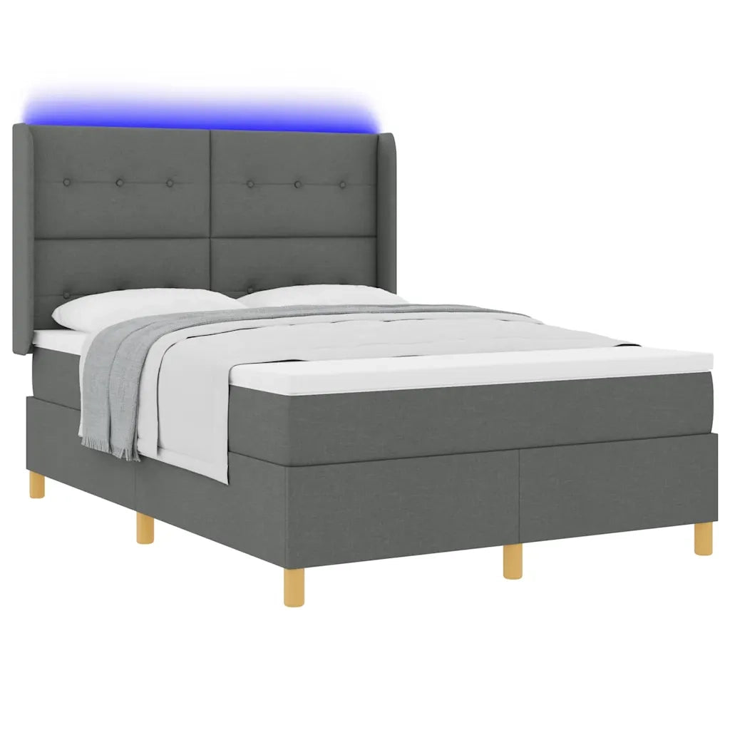 Letto a molle con materasso Grigio 140 x 190 cm Tessuto