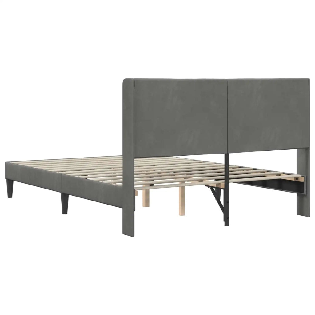 Struttura del letto-Giroletto Grigio Scuro 140 x 190 cm Velluto 241194