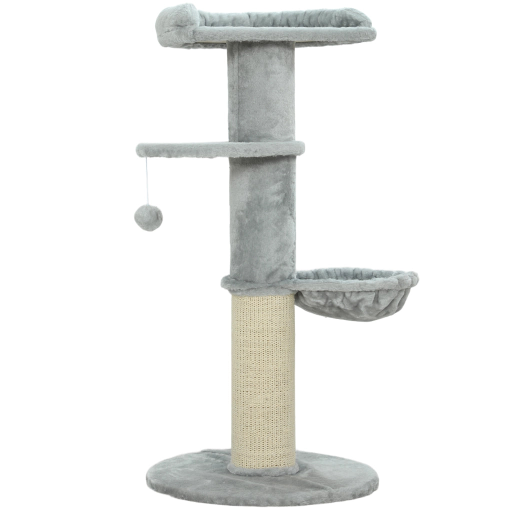 Tiragraffi per gatti con palo in sisal e palla sospesa ¨C zephmum ¨C grigio chiaro