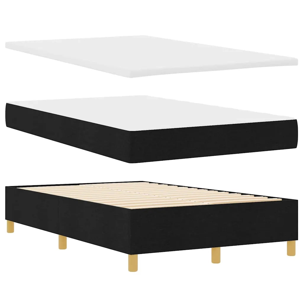 Letto a Sorgente LED con materasso Nero 120 x 190 cm Tessuto