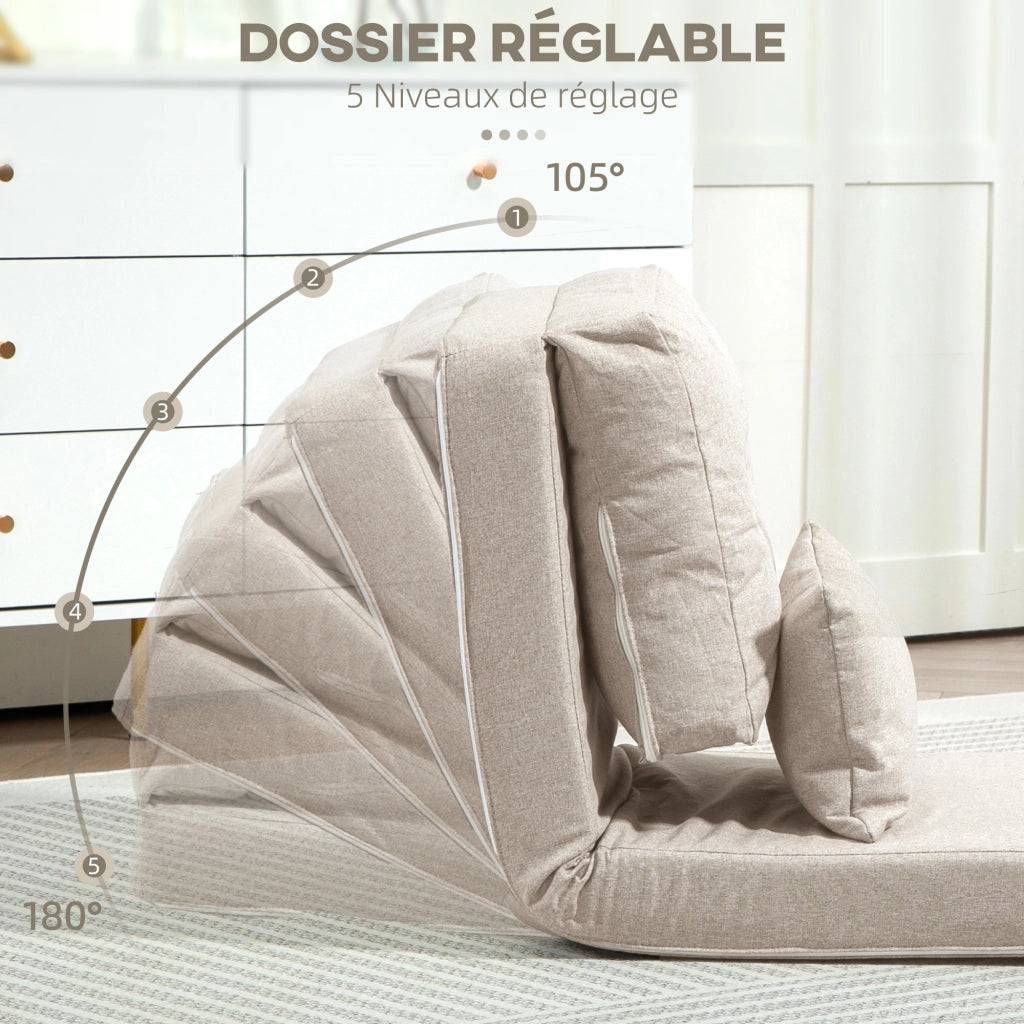 Poltrona letto regolabile ¨C zephmum ¨C beige con cuscino